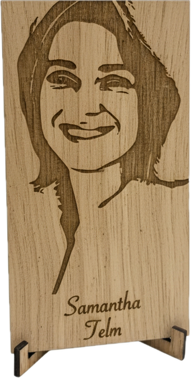 Sample wedding place card in oak